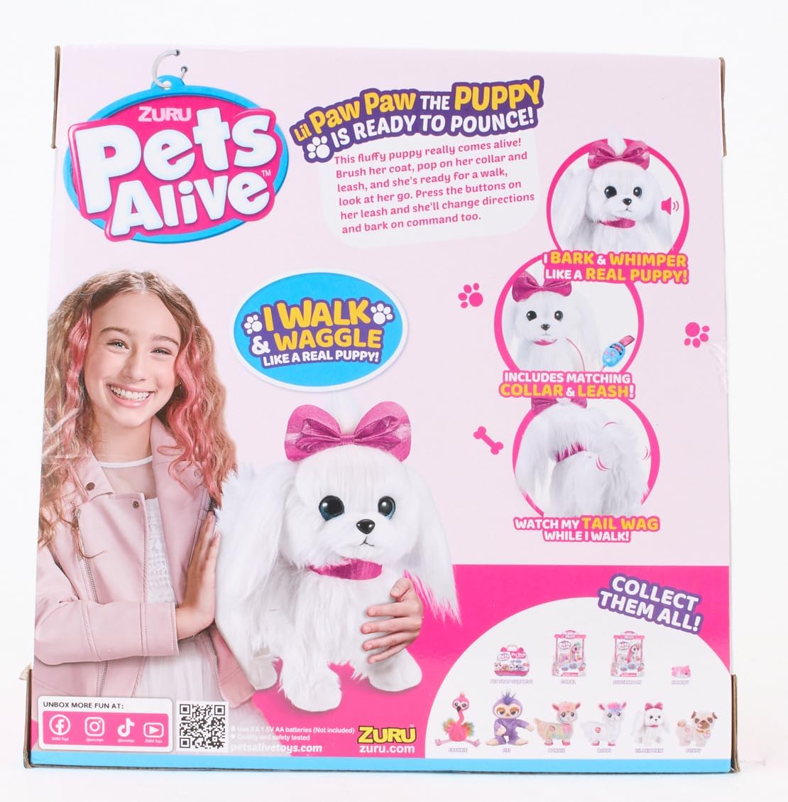 Zuru Pets Alive Lil Paw Paw The Walking Puppy - Interactive Walking and Barking Puppy Plush Toy for Kids 3+ Years