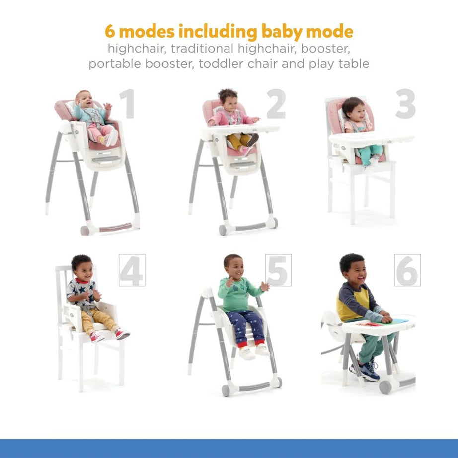 Joie Multiply 6-in-1 Convertible Highchair | Baby to Toddler Booster & Play Table | Adjustable Height & Recline | 6m-6y - Walnut Wood