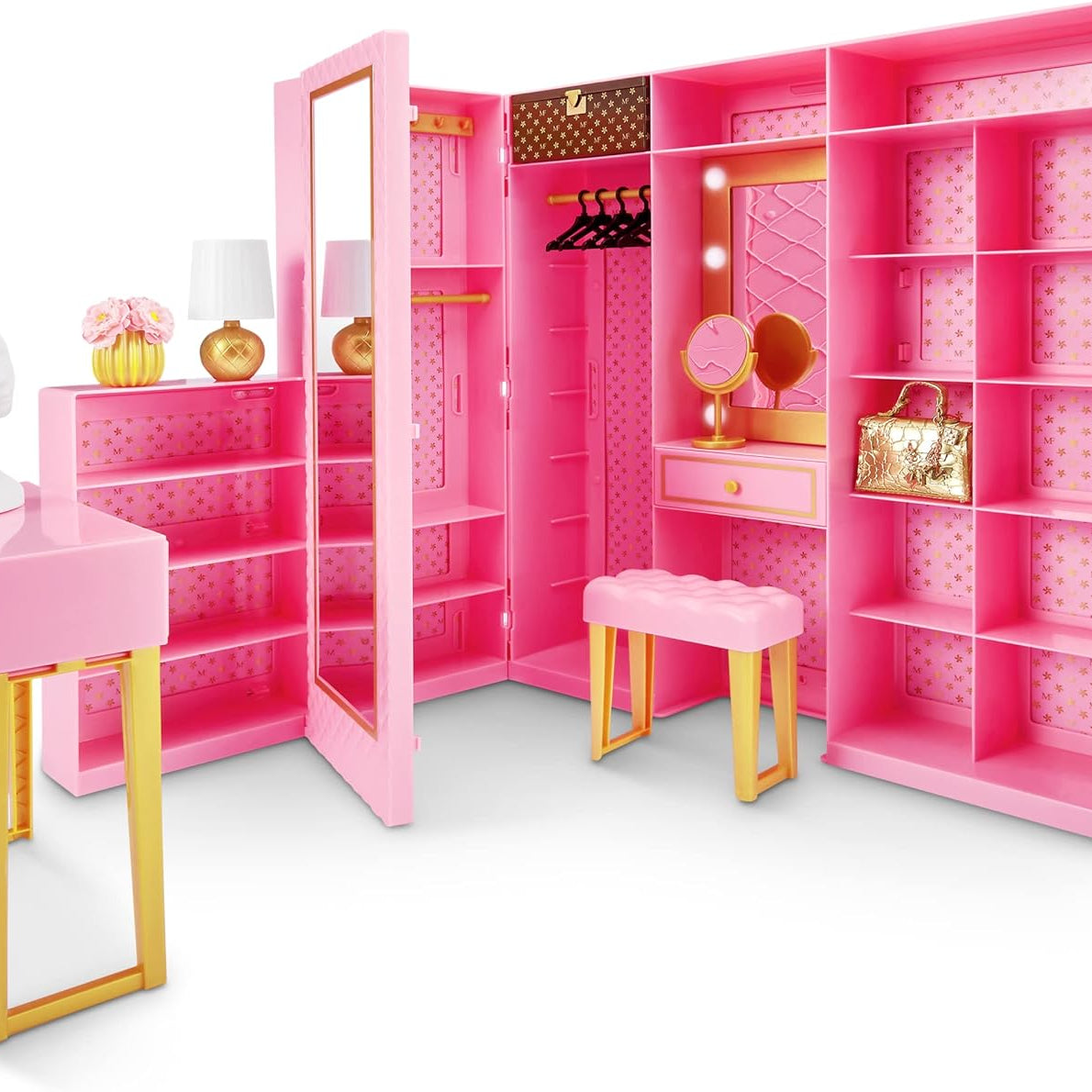 Zuru Mini Brands Mini Fashion Dream Wardrobe with Exclusive Metallic Mini Fashion Bag and 25+ Storage Areas for Doll Accessories - Perfect Gift for Fashionistas