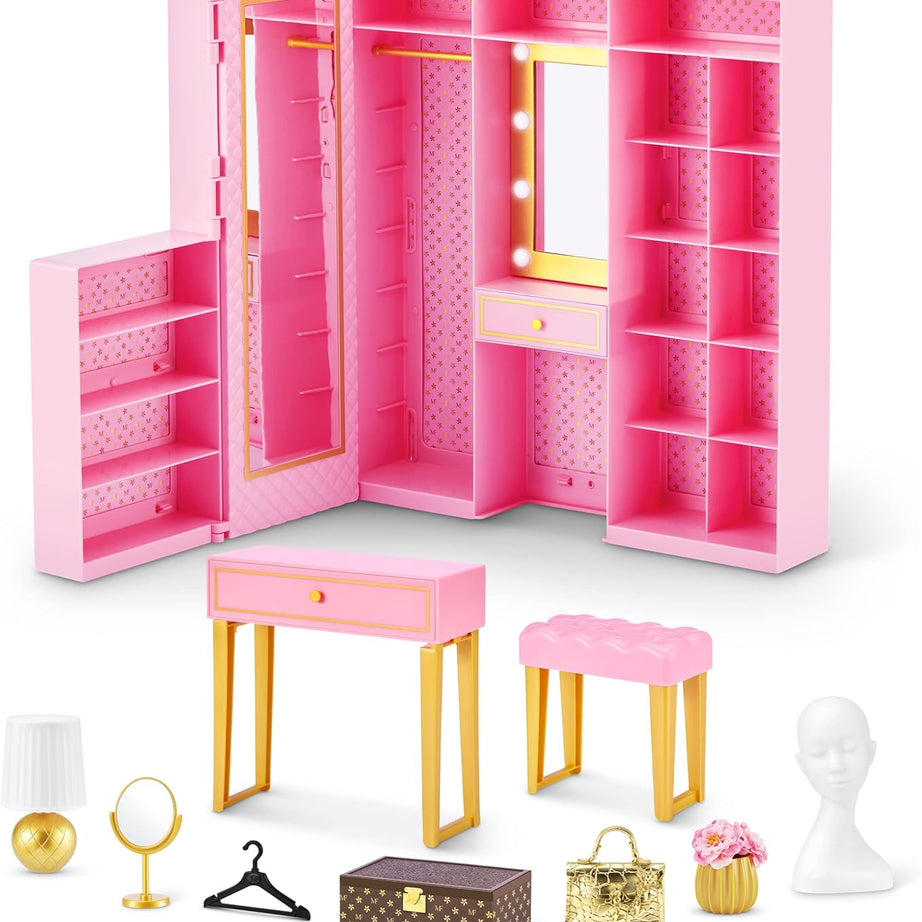 Zuru Mini Brands Mini Fashion Dream Wardrobe with Exclusive Metallic Mini Fashion Bag and 25+ Storage Areas for Doll Accessories - Perfect Gift for Fashionistas
