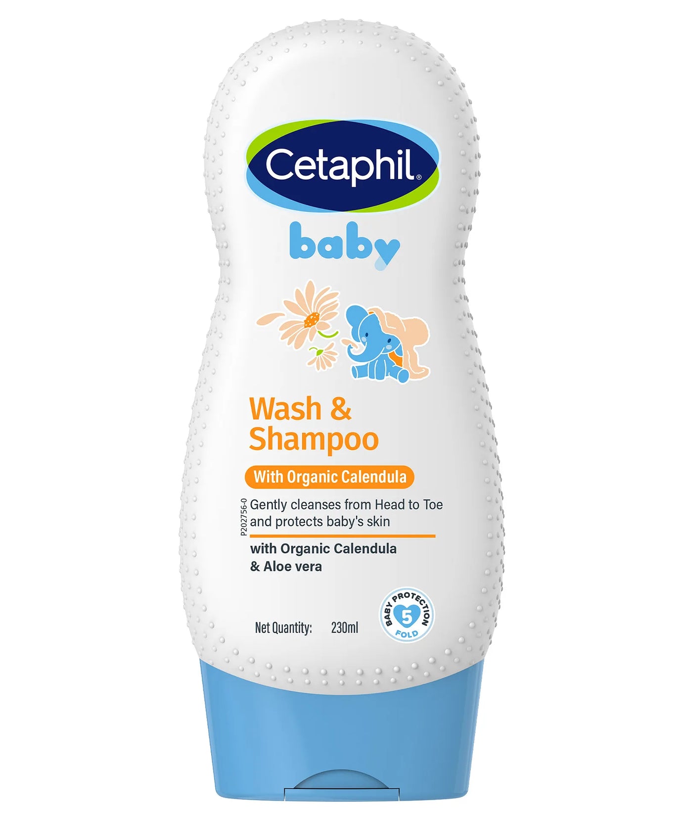 Cetaphil Baby Wash & Shampoo with Organic Calendula & Aloe Vera – Gentle Tear-Free Formula for Daily Head-to-Toe Cleansing (230ml, Paraben-Free, Hypoallergenic)