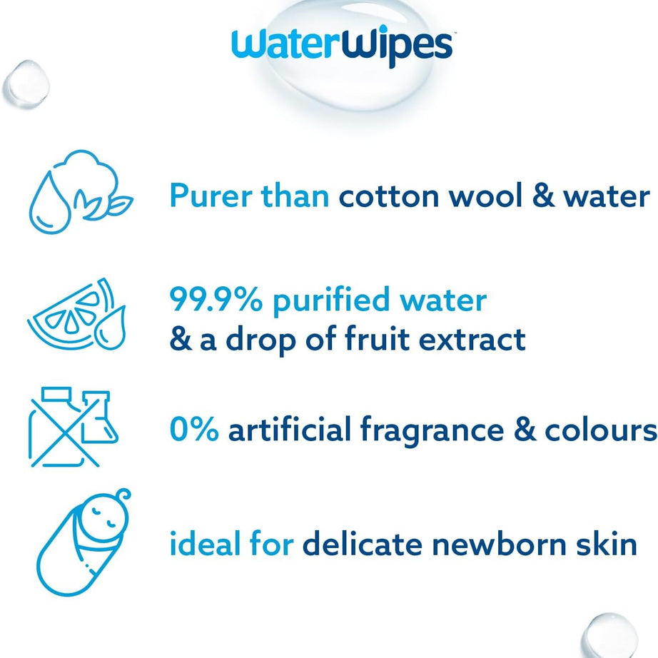 WaterWipes The World's Purest Baby Wipes Biodegradable Unscented Wipes - Pack of 60 - MINIMEE KIDS
