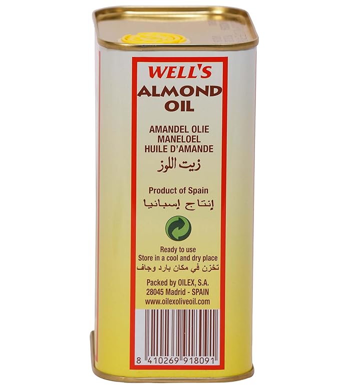 Well's 100% Pure Almond Oil (800ml) - Imported from Spain | Sweet Almond Oil for Skin, Hair & Baby Massage | Vitamin E Rich Nourishment & Memory Support