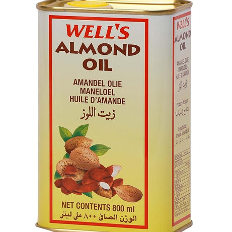 Well's 100% Pure Almond Oil (800ml) - Imported from Spain | Sweet Almond Oil for Skin, Hair & Baby Massage | Vitamin E Rich Nourishment & Memory Support