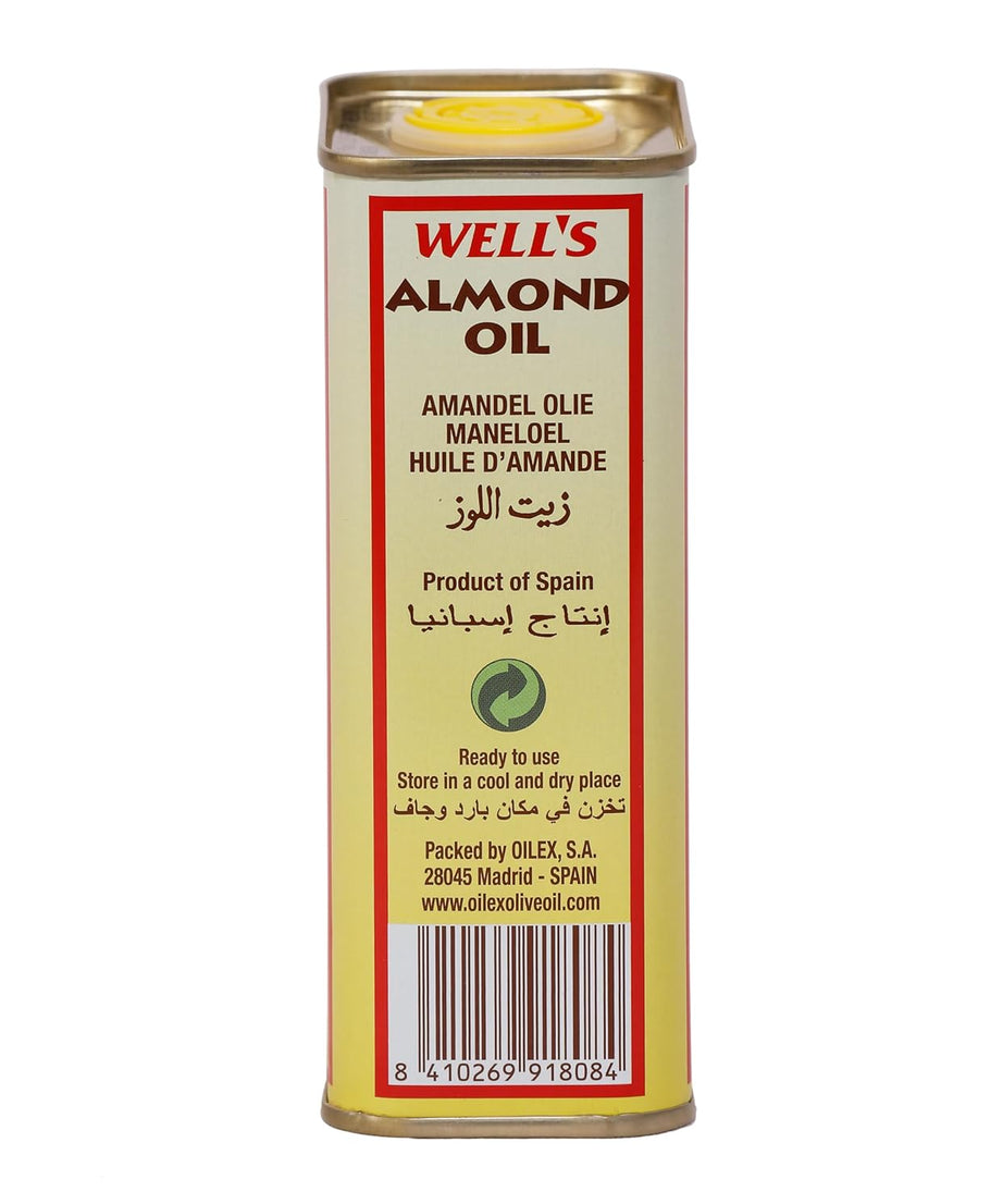 Well's Almond Oil 400ml - 100% Pure and Cold-Pressed Sweet Almond Oil Packed and Imported from Spain | Ideal for Skin, Hair, and Baby Massage | Nutrient-Rich and Vitamin E Enriched - MINIMEE KIDS