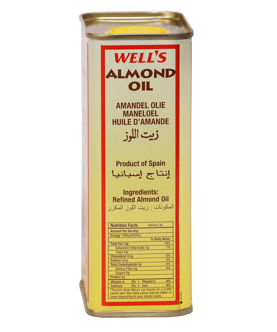 Well's Almond Oil 400ml - 100% Pure and Cold-Pressed Sweet Almond Oil Packed and Imported from Spain | Ideal for Skin, Hair, and Baby Massage | Nutrient-Rich and Vitamin E Enriched - MINIMEE KIDS