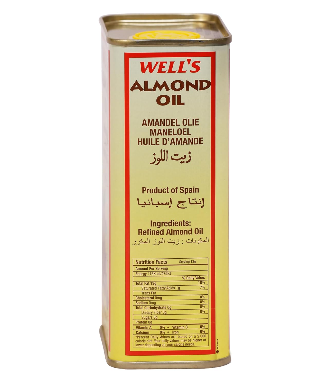 Well's Almond Oil 400ml - 100% Pure and Cold-Pressed Sweet Almond Oil Packed and Imported from Spain | Ideal for Skin, Hair, and Baby Massage | Nutrient-Rich and Vitamin E Enriched