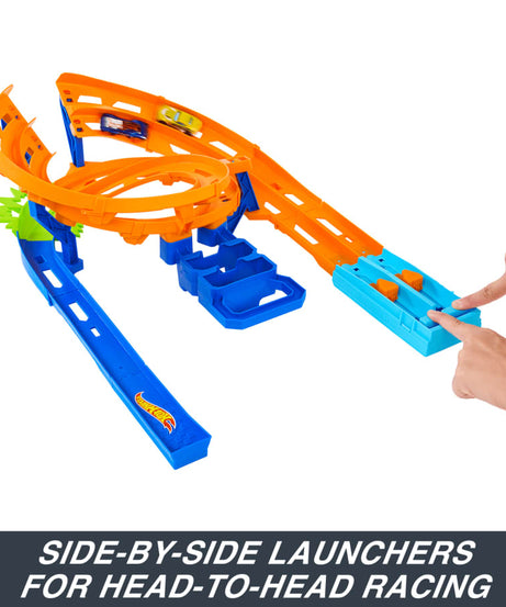 Hot Wheels Stunt Tracks - Whip Around Raceway | Race, Stunt & Crash - Includes 2 Hot Wheels Cars, Foldable Track for Storage, 4+ Years - MINIMEE KIDS