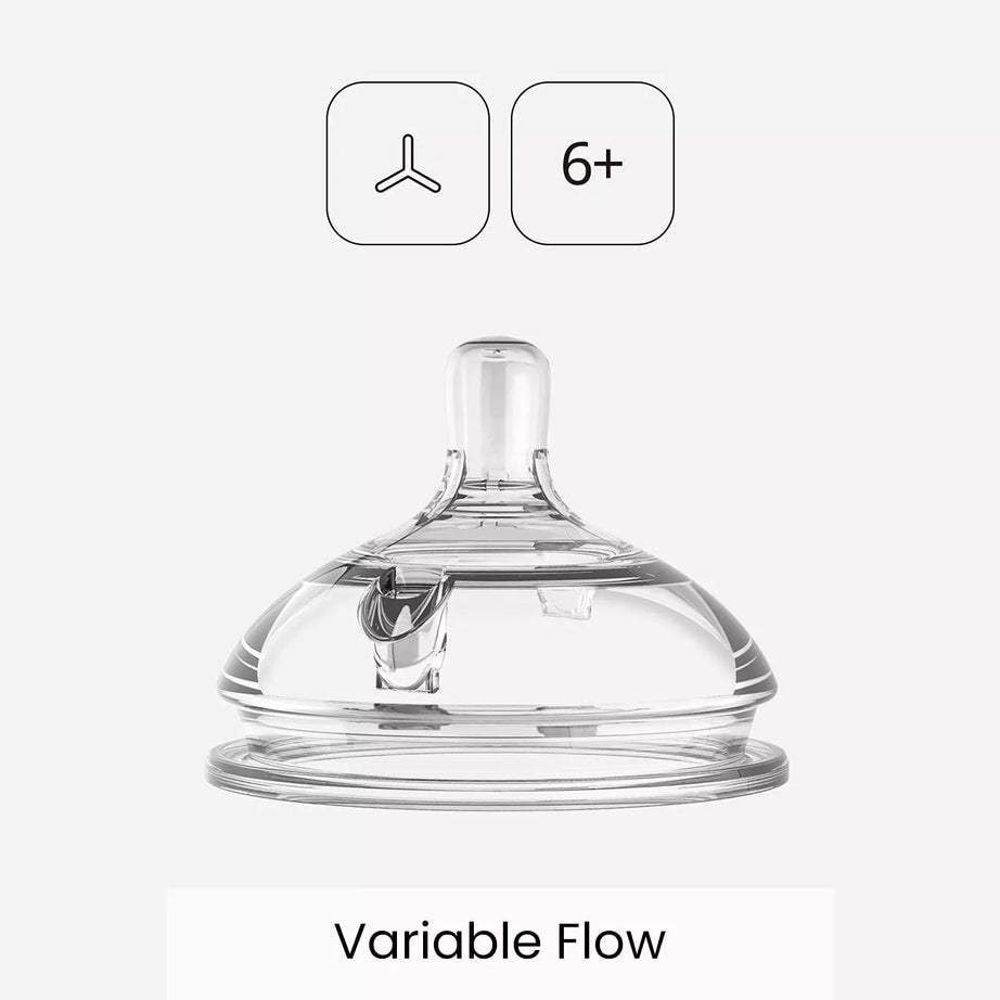 comotomo Replacement Silicone Nipple for 6+ Months | Y-Cut Thicker Fluids Variable Flow - Pack of 2 Teats