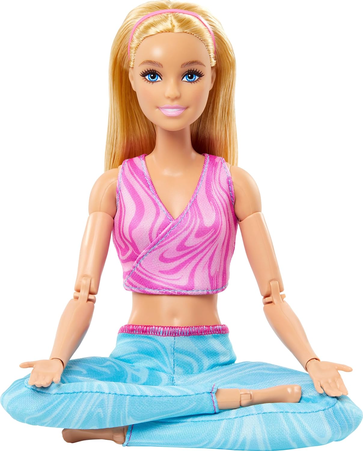 Barbie Made to Move Fashion Doll with 22 Bendable Joints – Blonde Hair – Removable Pink Sports Top & Blue Yoga Pants – Realistic Movement for Creative Play | Ages 3+