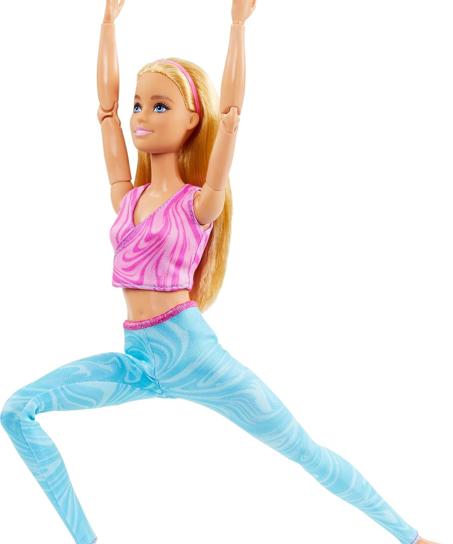 Barbie Made to Move Fashion Doll with 22 Bendable Joints – Blonde Hair – Removable Pink Sports Top & Blue Yoga Pants – Realistic Movement for Creative Play | Ages 3+ - MINIMEE KIDS