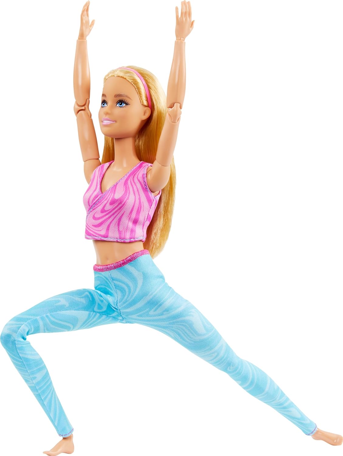 Barbie Made to Move Fashion Doll with 22 Bendable Joints – Blonde Hair – Removable Pink Sports Top & Blue Yoga Pants – Realistic Movement for Creative Play | Ages 3+