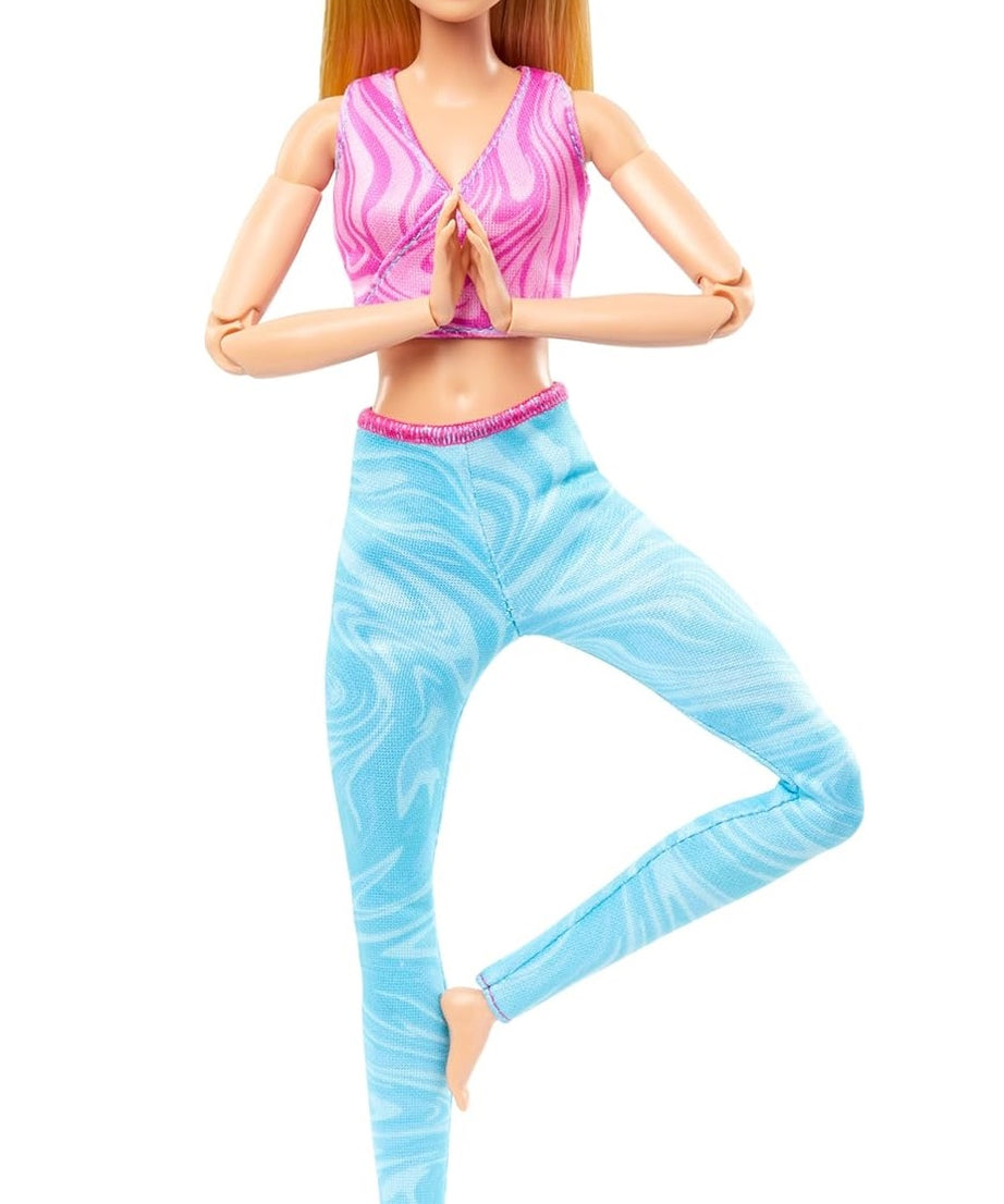 Barbie Made to Move Fashion Doll with 22 Bendable Joints – Blonde Hair – Removable Pink Sports Top & Blue Yoga Pants – Realistic Movement for Creative Play | Ages 3+ - MINIMEE KIDS