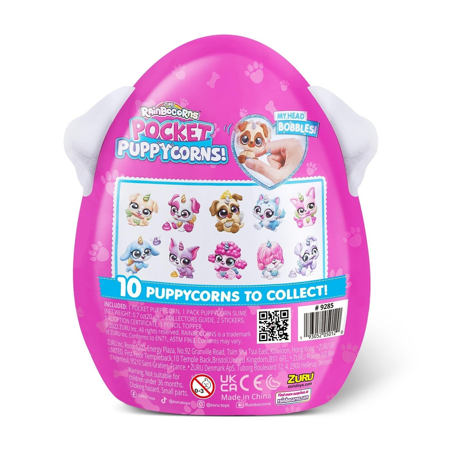 Zuru Rainbocorns Pocket Puppycorns - 7-Piece Collectible Set with Over 5 Surprises Inside, Including Slime and Adoption Certificate for 3+ Years | Color May Vary