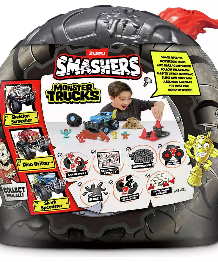 Zuru Smashers Monster Trucks Surprise (Skull Truck) - 25+ Surprises, Collectible Monster Truck with Smash Slime, Sand Compounds, & Accessories - MINIMEE KIDS