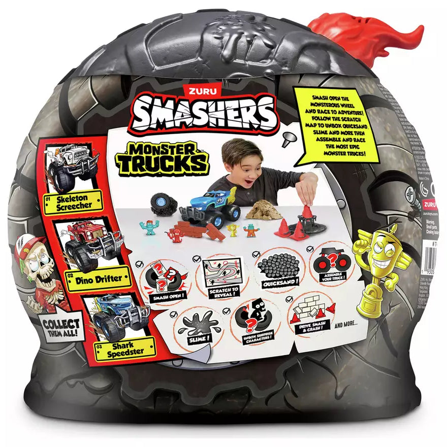Zuru Smashers Monster Trucks Surprise (Skull Truck) - 25+ Surprises, Collectible Monster Truck with Smash Slime, Sand Compounds, & Accessories