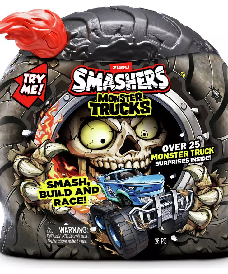 Zuru Smashers Monster Trucks Surprise (Skull Truck) - 25+ Surprises, Collectible Monster Truck with Smash Slime, Sand Compounds, & Accessories - MINIMEE KIDS