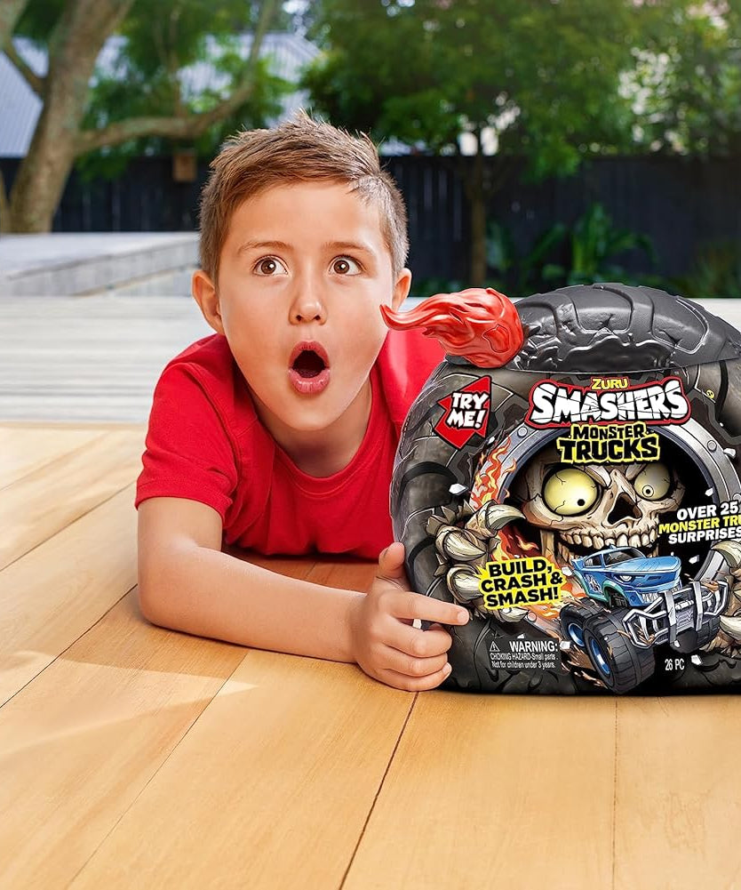 Zuru Smashers Monster Trucks Surprise (Skull Truck) - 25+ Surprises, Collectible Monster Truck with Smash Slime, Sand Compounds, & Accessories - MINIMEE KIDS